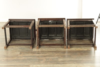 Lot 494 - A SET OF THREE 19TH CENTURY CHINESE HARDWOOD SIDE CHAIRS