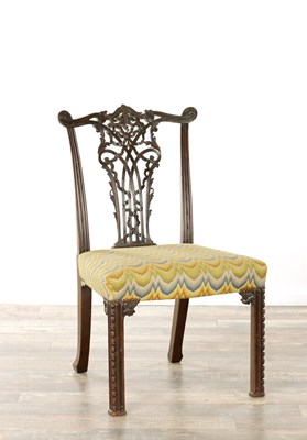 Lot 1622 - A 19TH CENTURY CHIPPENDALE STYLE MAHOGANY SIDE CHAIR