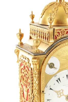 Lot 1392 - GEORGE PRIOR, LONDON. A SMALL AND FINE GEORGE III ORMOLU CASED MUSICAL BRACKET CLOCK