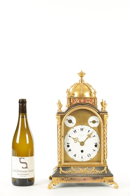 Lot 1392 - GEORGE PRIOR, LONDON. A SMALL AND FINE GEORGE III ORMOLU CASED MUSICAL BRACKET CLOCK