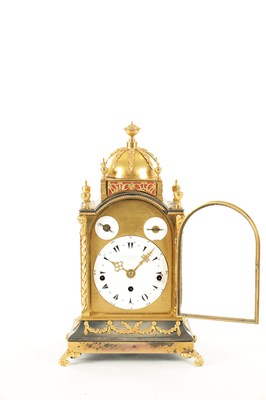 Lot 1392 - GEORGE PRIOR, LONDON. A SMALL AND FINE GEORGE III ORMOLU CASED MUSICAL BRACKET CLOCK