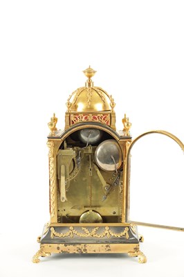 Lot 1392 - GEORGE PRIOR, LONDON. A SMALL AND FINE GEORGE III ORMOLU CASED MUSICAL BRACKET CLOCK