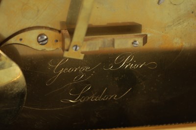 Lot 1392 - GEORGE PRIOR, LONDON. A SMALL AND FINE GEORGE III ORMOLU CASED MUSICAL BRACKET CLOCK