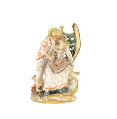 Lot 323 - A MINIATURE 18TH CENTURY FIGURAL PORCELAIN SEAL