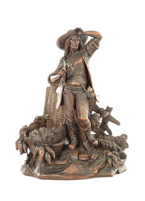 Lot 793 - ATT. JOHANN HUGGLER. A 19TH CENTURY CARVED BLACK FOREST SCULPTURE