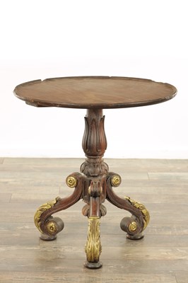 Lot 1641 - A REGENCY FIGURED MAHOGANY AND PARCEL GILT OCCASIONAL TABLE