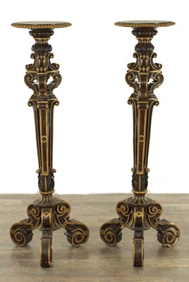 Lot 1525 - A PAIR OF 19TH CENTURY FRENCH GILT GESSO TORCHERES
