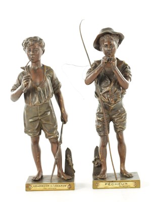Lot 987 - ADOLPHE JEAN LAVERGNE (1863-1892). A PAIR OF 19TH CENTURY FIGURAL BRONZES