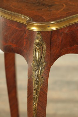 Lot 1494 - A 19TH CENTURY FRENCH MARQUETRY KINGWOOD KIDNEY SHAPED WRITING TABLE