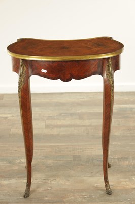 Lot 1494 - A 19TH CENTURY FRENCH MARQUETRY KINGWOOD KIDNEY SHAPED WRITING TABLE