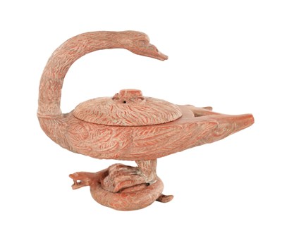 Lot 917 - AN ANUSUAL ITALIAN ROUGE MARBLE OIL LAMP