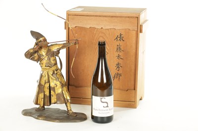 Lot 426 - A CASED JAPANESE MEIJI PERIOD BRONZE AND MIXED METAL MIYAO FIGURE