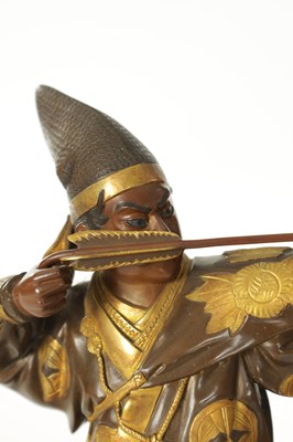 Lot 426 - A CASED JAPANESE MEIJI PERIOD BRONZE AND MIXED METAL MIYAO FIGURE