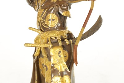 Lot 426 - A CASED JAPANESE MEIJI PERIOD BRONZE AND MIXED METAL MIYAO FIGURE