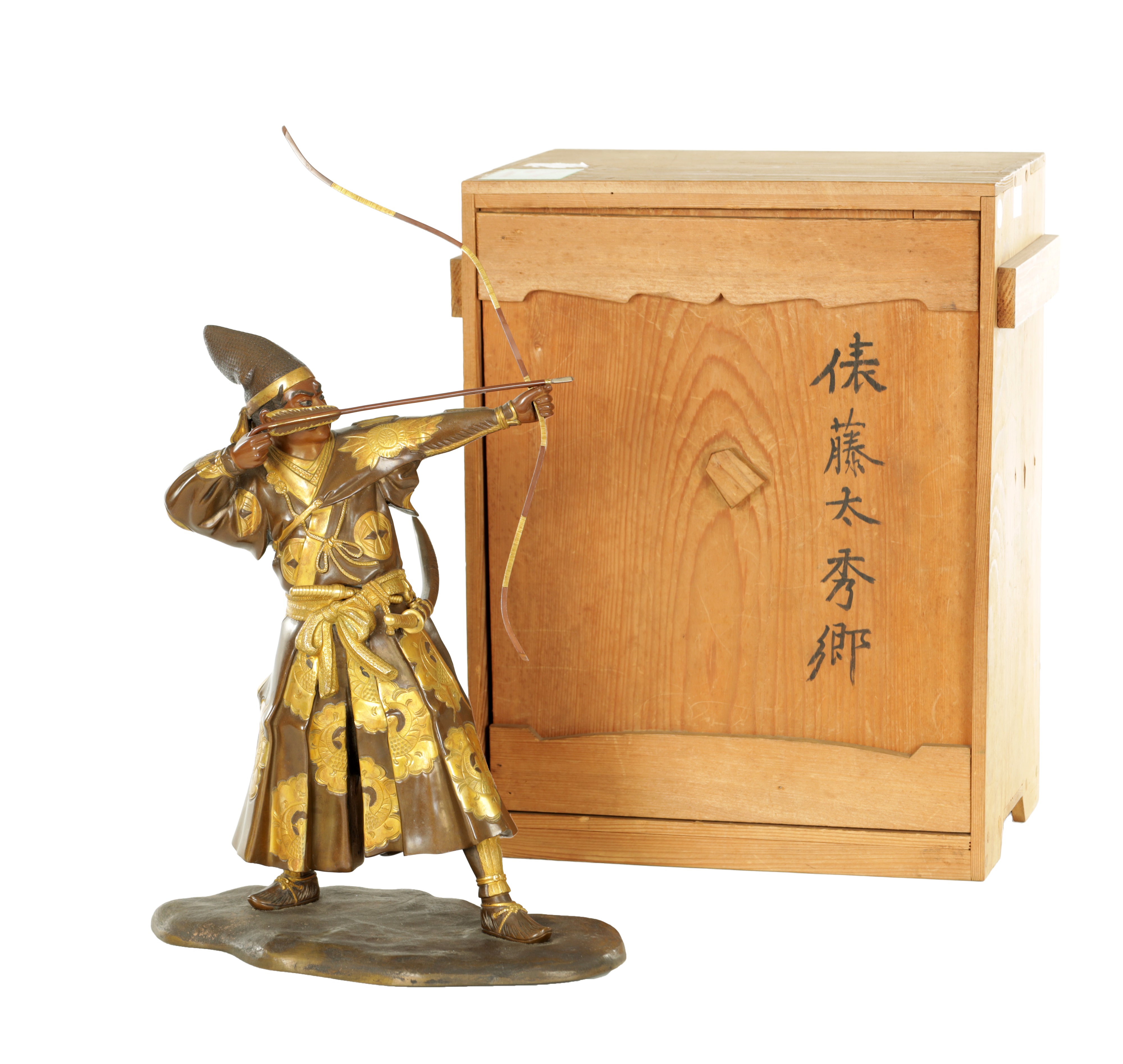 Cased Japanese Meiji-period Miyao bronze samurai figure sold by Hutchinson Scott