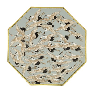 Lot 536 - A MEIJI PERIOD JAPANESE PALE BLUE CLOISONNE ENAMEL OCTAGONAL CHARGER