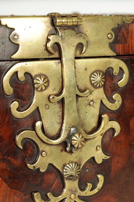 Lot 778 - A LARGE LATE 17TH CENTURY OYSTER CUT KINGWOOD VENEERED COFFRE FORT