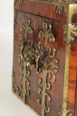 Lot 778 - A LARGE LATE 17TH CENTURY OYSTER CUT KINGWOOD VENEERED COFFRE FORT