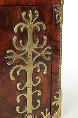 Lot 778 - A LARGE LATE 17TH CENTURY OYSTER CUT KINGWOOD VENEERED COFFRE FORT