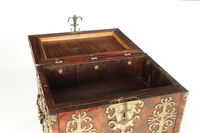 Lot 778 - A LARGE LATE 17TH CENTURY OYSTER CUT KINGWOOD VENEERED COFFRE FORT