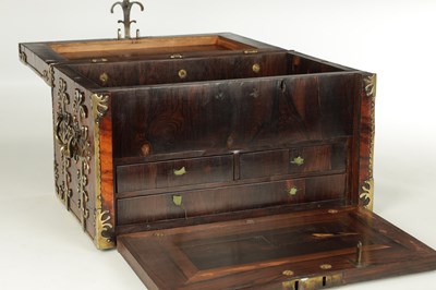 Lot 778 - A LARGE LATE 17TH CENTURY OYSTER CUT KINGWOOD VENEERED COFFRE FORT