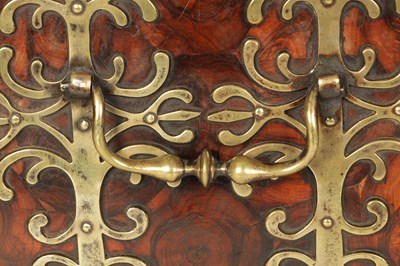 Lot 778 - A LARGE LATE 17TH CENTURY OYSTER CUT KINGWOOD VENEERED COFFRE FORT