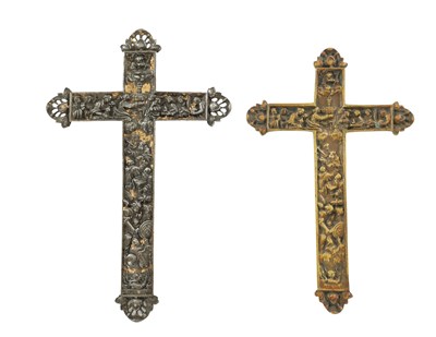 Lot 963 - TWO 17TH/18TH CENTURY GILT STEEL CRUCIFIXES OF EXCEPTIONAL QUALITY