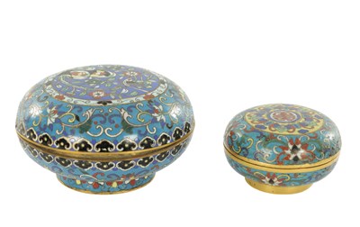 Lot 597 - A 19TH CENTURY AND 18TH CENTURY CHINESE CLOISONNE BOXES AND COVERS