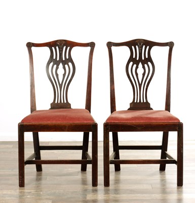 Lot 1648 - A PAIR OF GEORGE III CHIPPENDALE STYLE MAHOGANY SIDE CHAIRS POSSIBLY IRISH