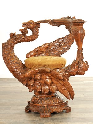 Lot 1491 - AN UNUSUAL 19TH CENTURY ITALIAN CARVED WALNUT CHAIR