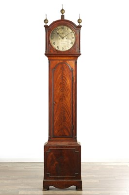 Lot 1303 - BRINKMAN, LONDON. A REGENCY FIGURED MAHOGANY DOMESTIC REGULATOR LONGCASE CLOCK