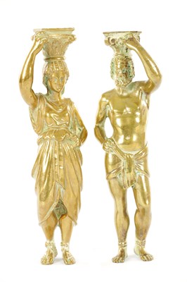 Lot 1152 - A PAIR OF 18TH CENTURY EUROPEAN MYTHOLOGICAL BRONZE FIGURES