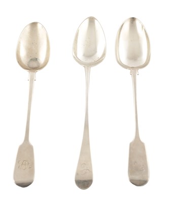 Lot 189 - A COLLECTION OF THREE 18TH/19TH CENTURY SILVER BASTING SPOONS