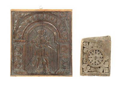 Lot 768 - TWO 17TH CENTURY CARVED OAK PANELS