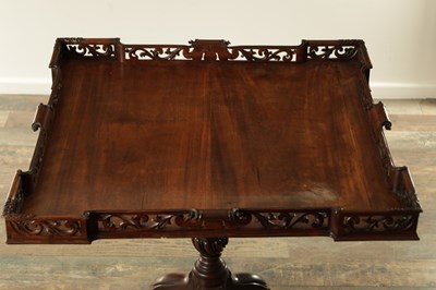 Lot 1503 - A 18TH CENTURY MAHOGANY CHIPPENDALE STYLE SILVER TABLE