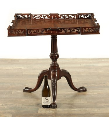 Lot 1503 - A 18TH CENTURY MAHOGANY CHIPPENDALE STYLE SILVER TABLE