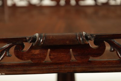 Lot 1503 - A 18TH CENTURY MAHOGANY CHIPPENDALE STYLE SILVER TABLE