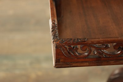 Lot 1503 - A 18TH CENTURY MAHOGANY CHIPPENDALE STYLE SILVER TABLE