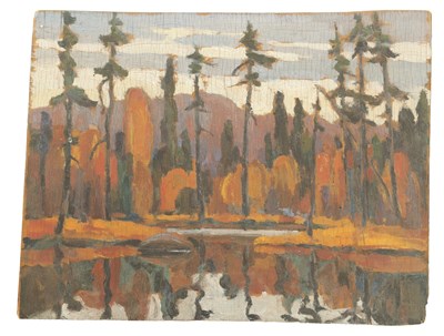 Lot 642 - ATT. LAWREN HARRIS ( CANADIAN 1885 -1970) A 20TH CENTURY OIL ON BOARD