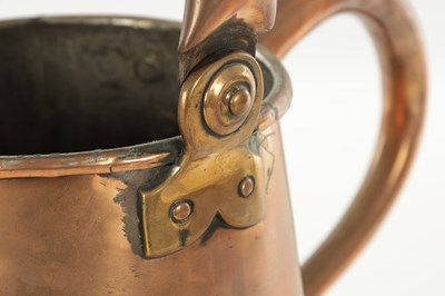 Lot 1122 - A LARGE LATE GEORGIAN SEAMED COPPER ALE JUG