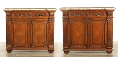 Lot 1778 - A LARGE PAIR OF 19TH CENTURY FRENCH CARVED WALNUT SIDE CABINETS