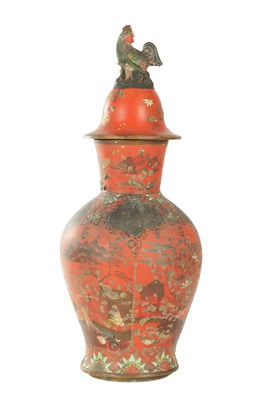 Lot 51 - A 19TH CENTURY BERLIN FAIENCE VASE AND COVER