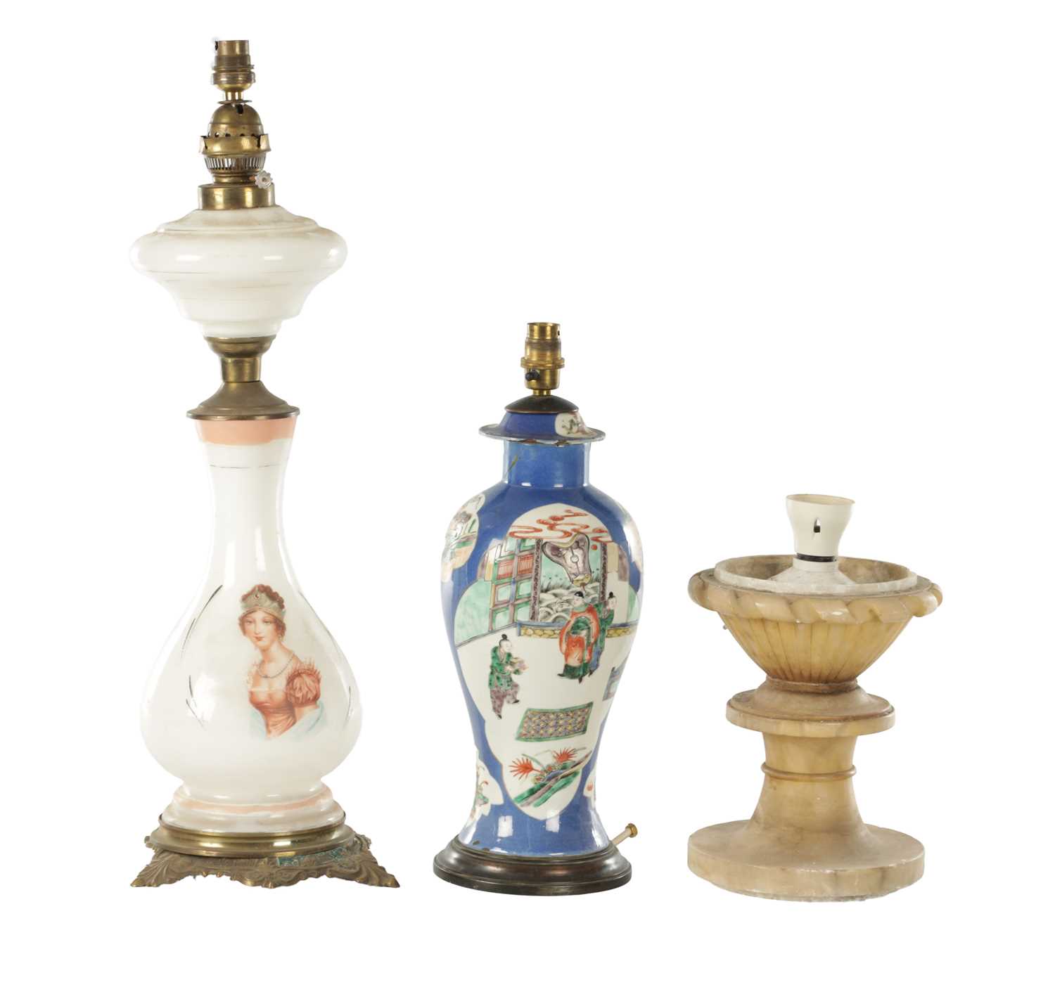 Lot 940 - A COLLECTION OF THREE 19TH/20TH CENTURY TABLE LAMPS