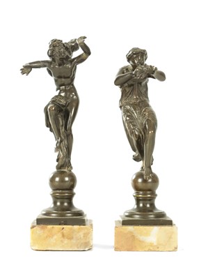 Lot 1030 - A PAIR OF 19TH CENTURY BRONZE FIGURES