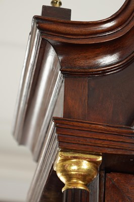 Lot 1271 - THOMAS OGDEN, HALIFAX. AN 18TH CENTURY FIGURED MAHOGANY LONGCASE CLOCK