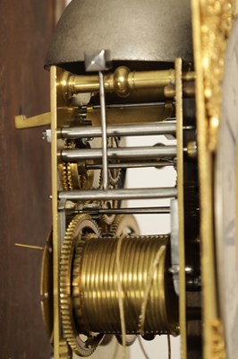Lot 1399 - HENRY JONES IN YE TEMPLE. A FINE WILLIAM AND MARY PANELLED MARQUETRY OYSTER VENEERED 10" LONGCASE CLOCK