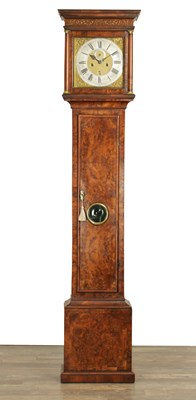 Lot 1306 - WINDMILLS, LONDON. AN EARLY 18TH CENTURY BURR WALNUT LONGCASE CLOCK