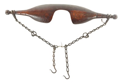 Lot 802 - A 19TH CENTURY ELM AND IRON WORK FARMERS DAIRY YOKE