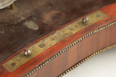 Lot 1108 - A FINE 19TH CENTURY INLAID KINGWOOD AND OROMLU MOUNTED SERPENTINE SHAPED DECANTER BOX