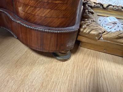 Lot 1108 - A FINE 19TH CENTURY INLAID KINGWOOD AND OROMLU MOUNTED SERPENTINE SHAPED DECANTER BOX